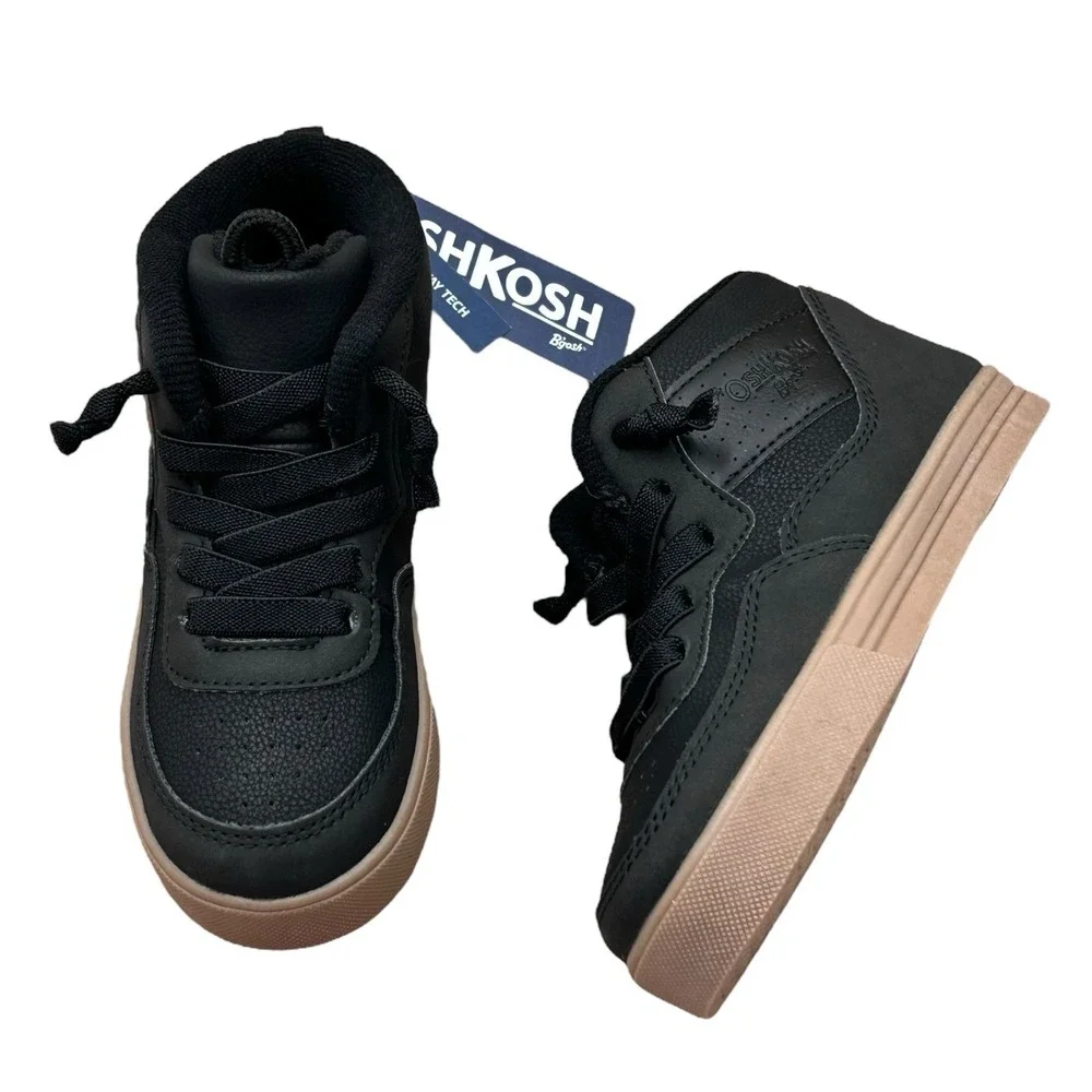 OshKosh‎ B'gosh Munir Toddler Boys Slip-on High Top Sneakers Size 10 Black-Tan